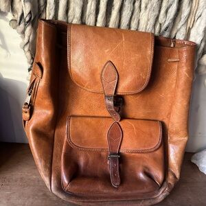 Classic Tan Leather Backpack Bag